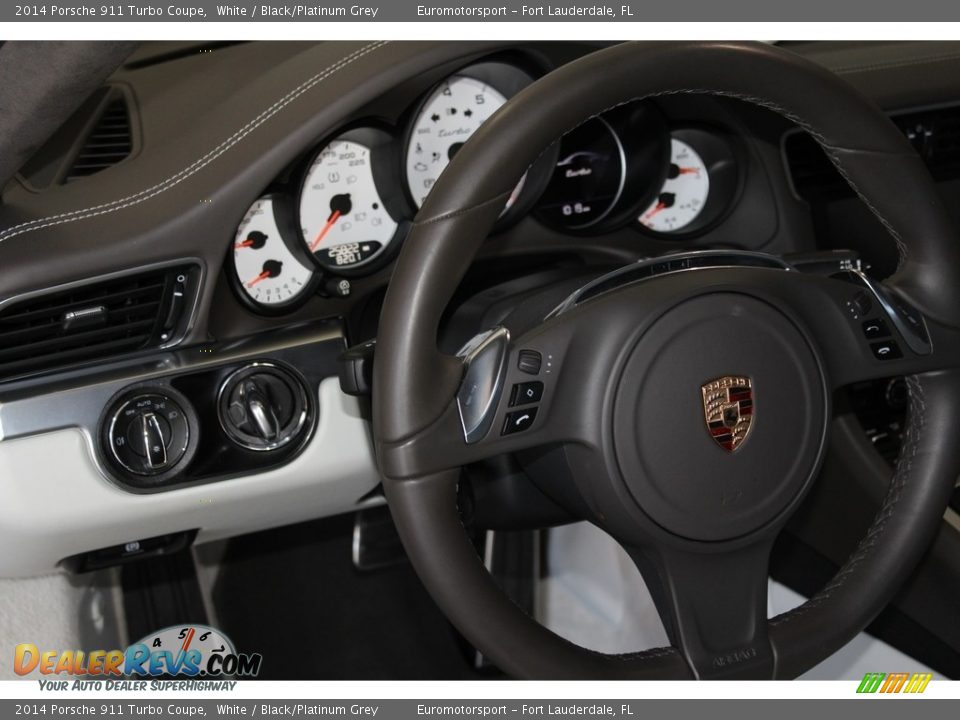 2014 Porsche 911 Turbo Coupe White / Black/Platinum Grey Photo #8