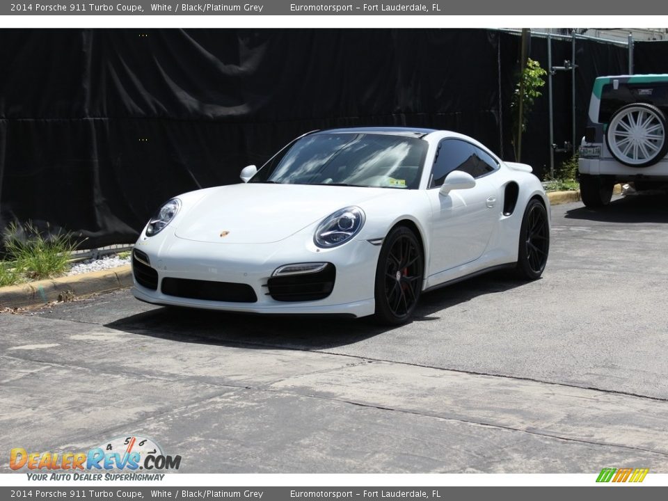 2014 Porsche 911 Turbo Coupe White / Black/Platinum Grey Photo #32