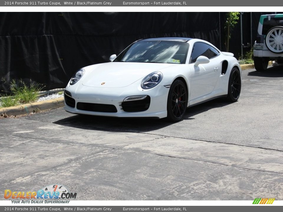 2014 Porsche 911 Turbo Coupe White / Black/Platinum Grey Photo #33