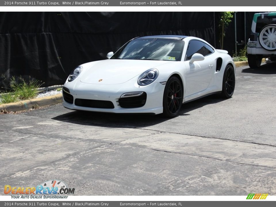 2014 Porsche 911 Turbo Coupe White / Black/Platinum Grey Photo #34