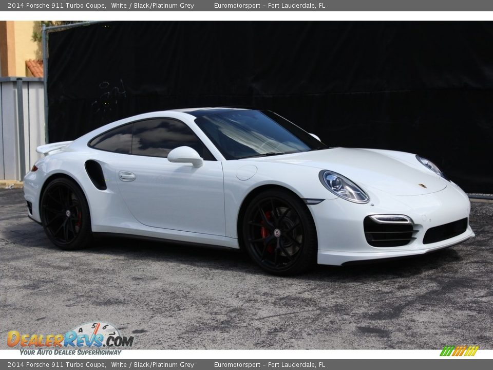 2014 Porsche 911 Turbo Coupe White / Black/Platinum Grey Photo #35