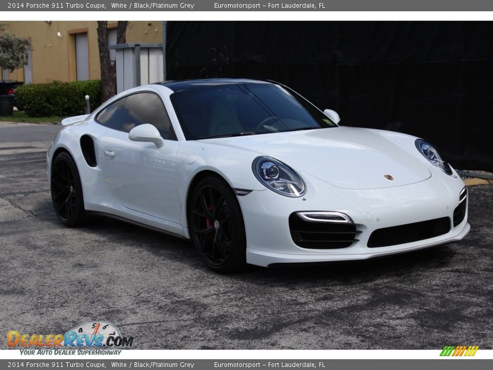 2014 Porsche 911 Turbo Coupe White / Black/Platinum Grey Photo #36