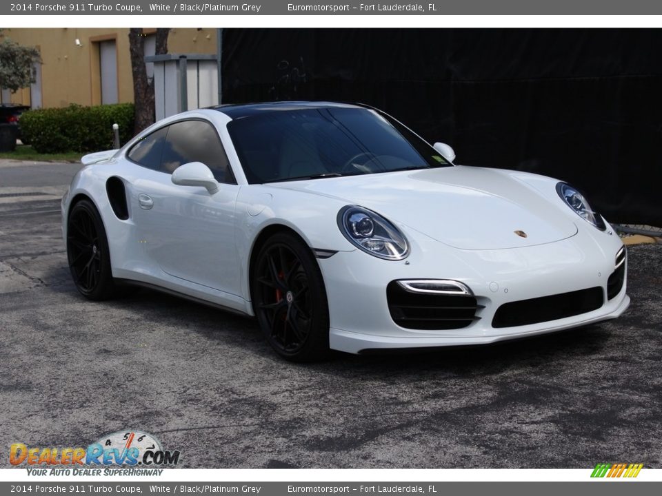 2014 Porsche 911 Turbo Coupe White / Black/Platinum Grey Photo #37