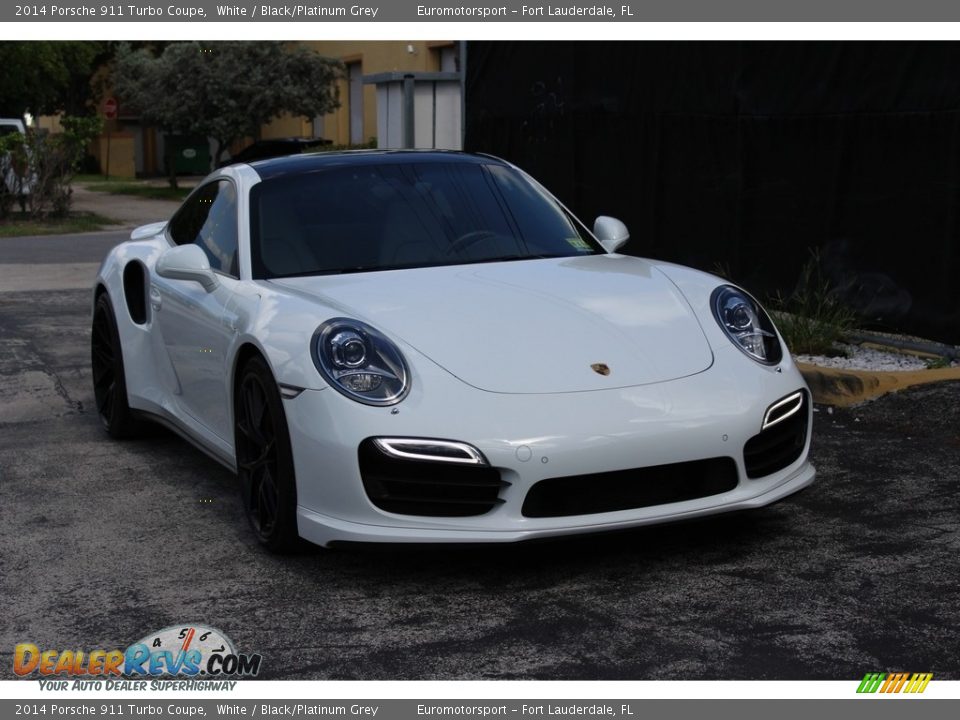 2014 Porsche 911 Turbo Coupe White / Black/Platinum Grey Photo #38
