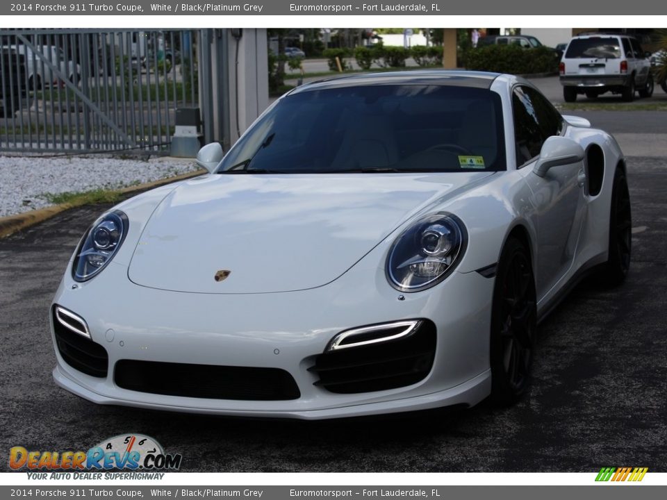 2014 Porsche 911 Turbo Coupe White / Black/Platinum Grey Photo #40