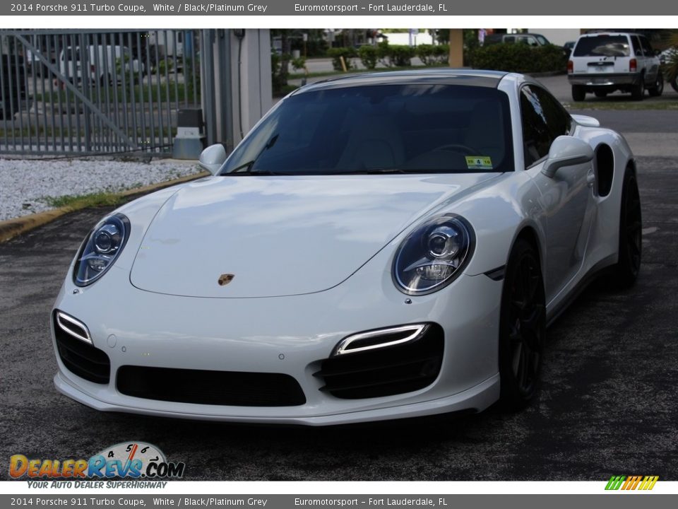 2014 Porsche 911 Turbo Coupe White / Black/Platinum Grey Photo #41