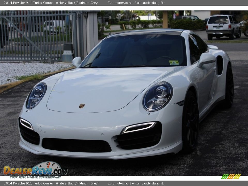 2014 Porsche 911 Turbo Coupe White / Black/Platinum Grey Photo #42