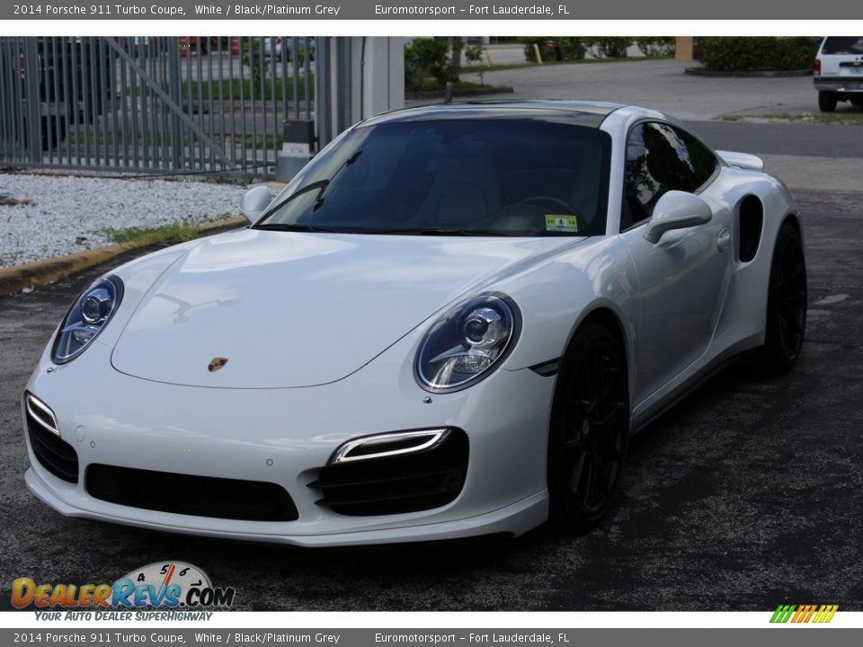 2014 Porsche 911 Turbo Coupe White / Black/Platinum Grey Photo #44