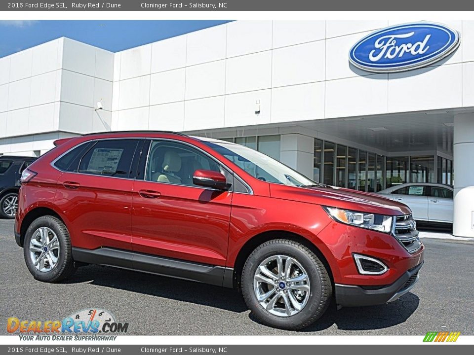 2016 Ford Edge SEL Ruby Red / Dune Photo #1