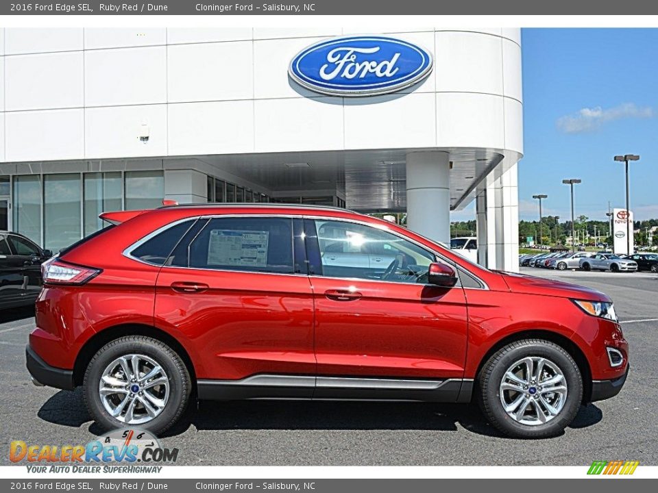 2016 Ford Edge SEL Ruby Red / Dune Photo #2