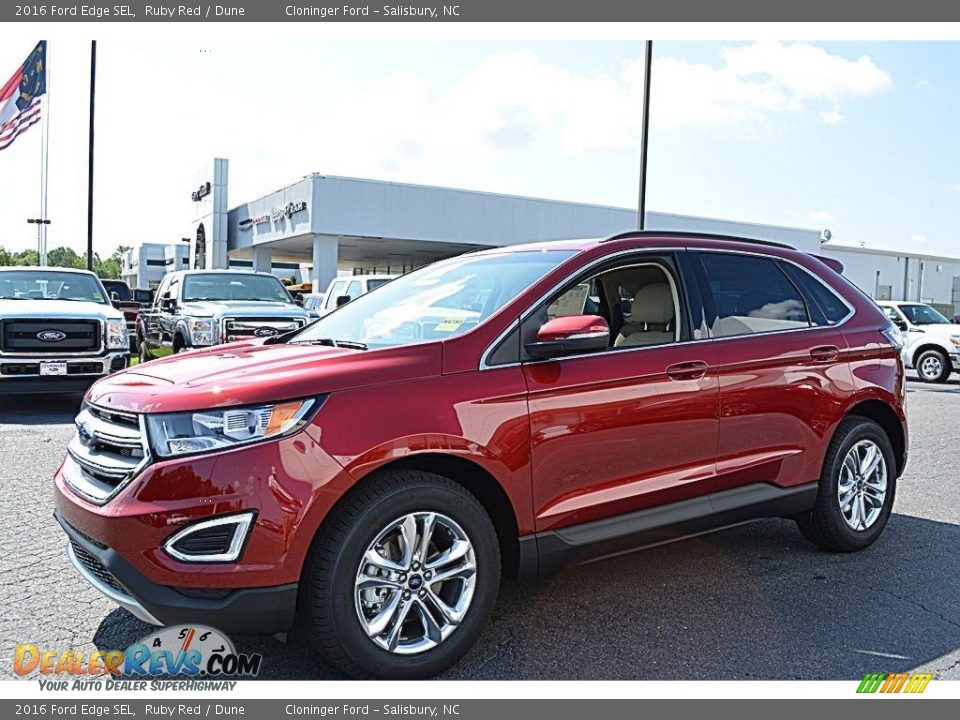 2016 Ford Edge SEL Ruby Red / Dune Photo #3