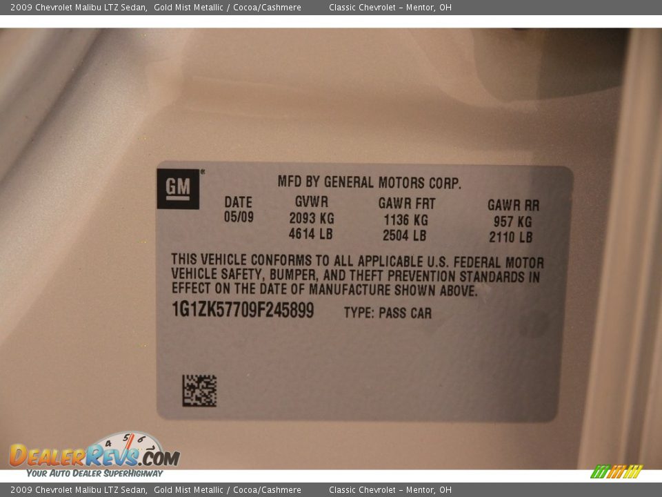 2009 Chevrolet Malibu LTZ Sedan Gold Mist Metallic / Cocoa/Cashmere Photo #17