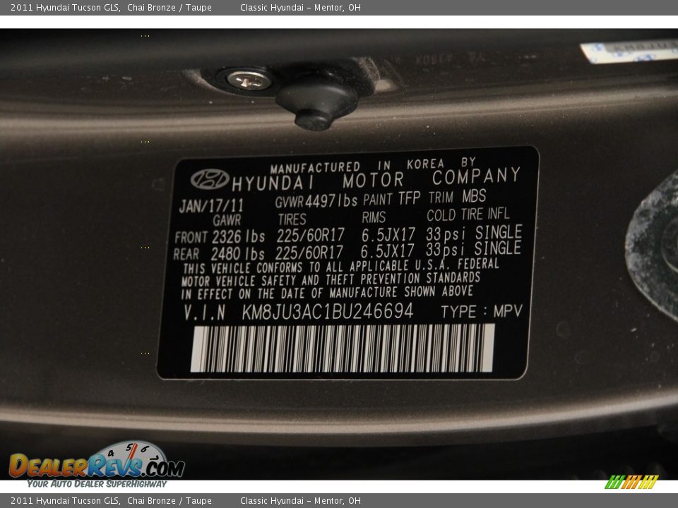 2011 Hyundai Tucson GLS Chai Bronze / Taupe Photo #14