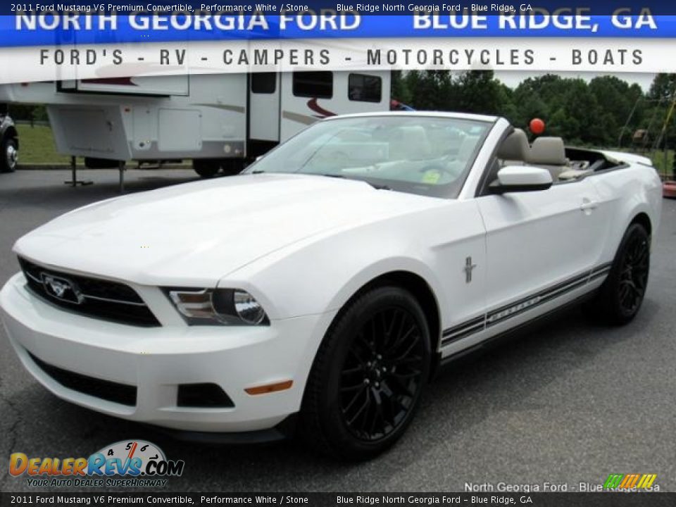 2011 Ford Mustang V6 Premium Convertible Performance White / Stone Photo #1