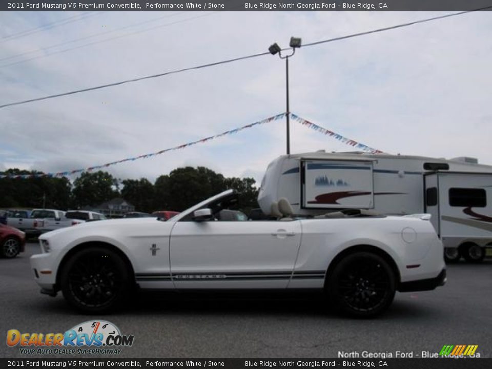 2011 Ford Mustang V6 Premium Convertible Performance White / Stone Photo #2