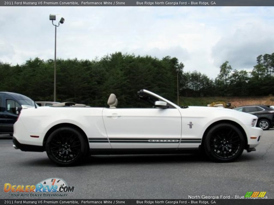 2011 Ford Mustang V6 Premium Convertible Performance White / Stone Photo #6