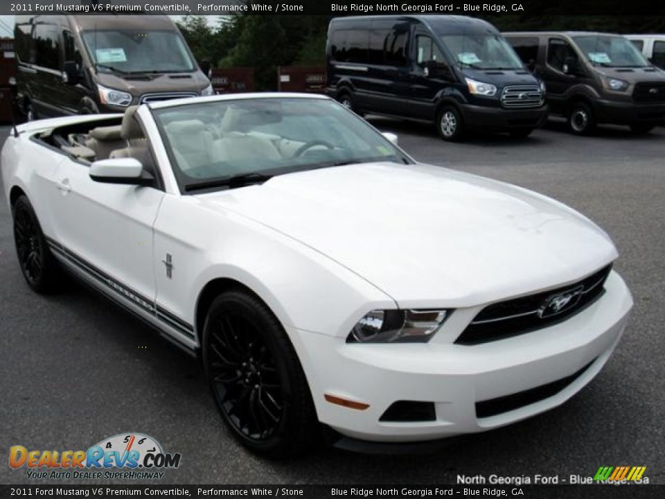 2011 Ford Mustang V6 Premium Convertible Performance White / Stone Photo #7