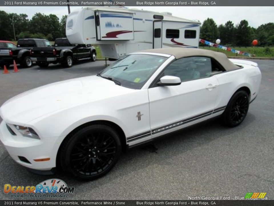 2011 Ford Mustang V6 Premium Convertible Performance White / Stone Photo #9