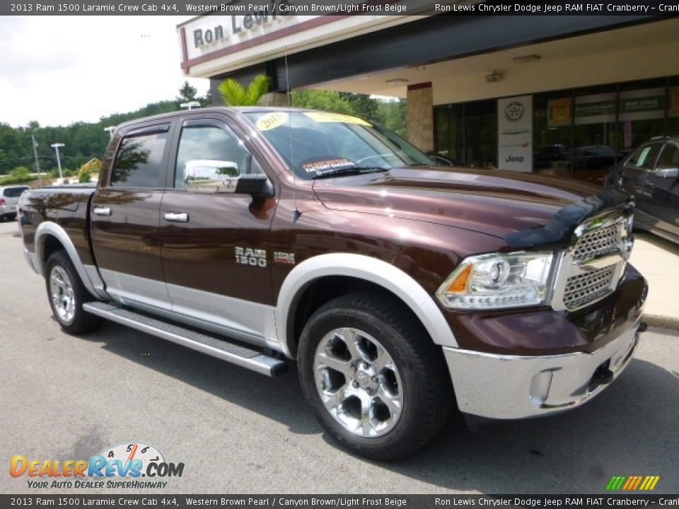 2013 Ram 1500 Laramie Crew Cab 4x4 Western Brown Pearl / Canyon Brown/Light Frost Beige Photo #7