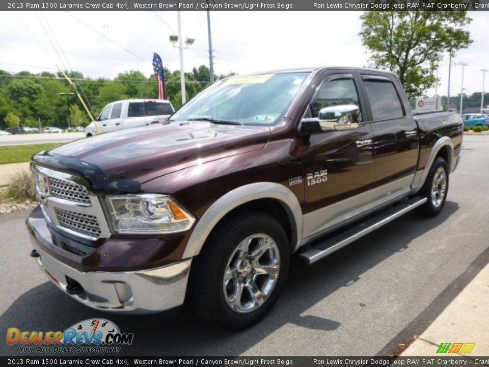 2013 Ram 1500 Laramie Crew Cab 4x4 Western Brown Pearl / Canyon Brown/Light Frost Beige Photo #9