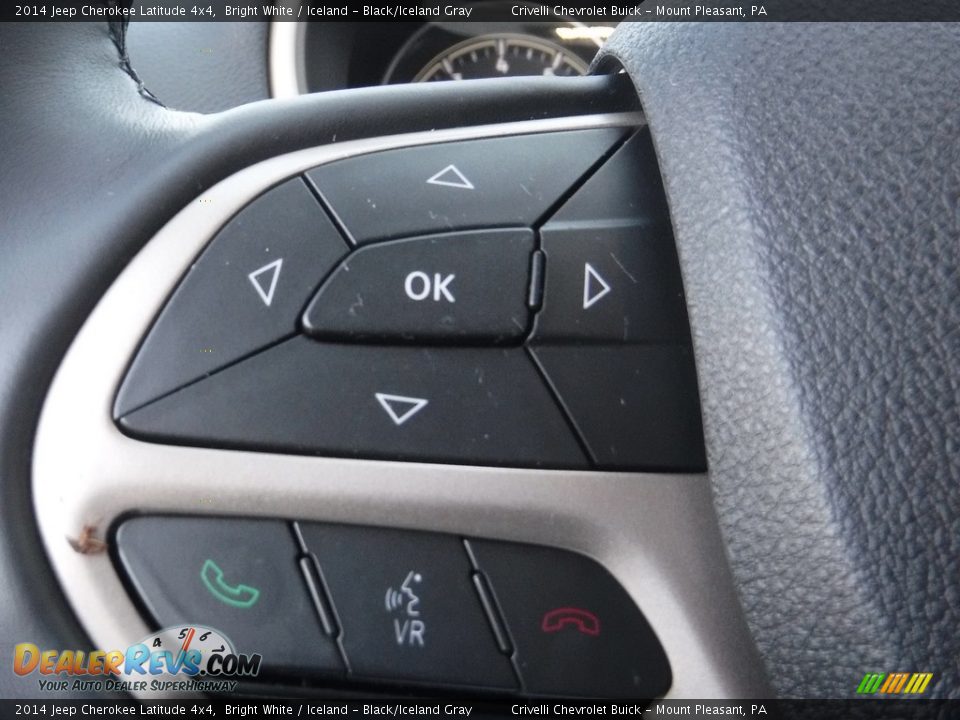 2014 Jeep Cherokee Latitude 4x4 Bright White / Iceland - Black/Iceland Gray Photo #24