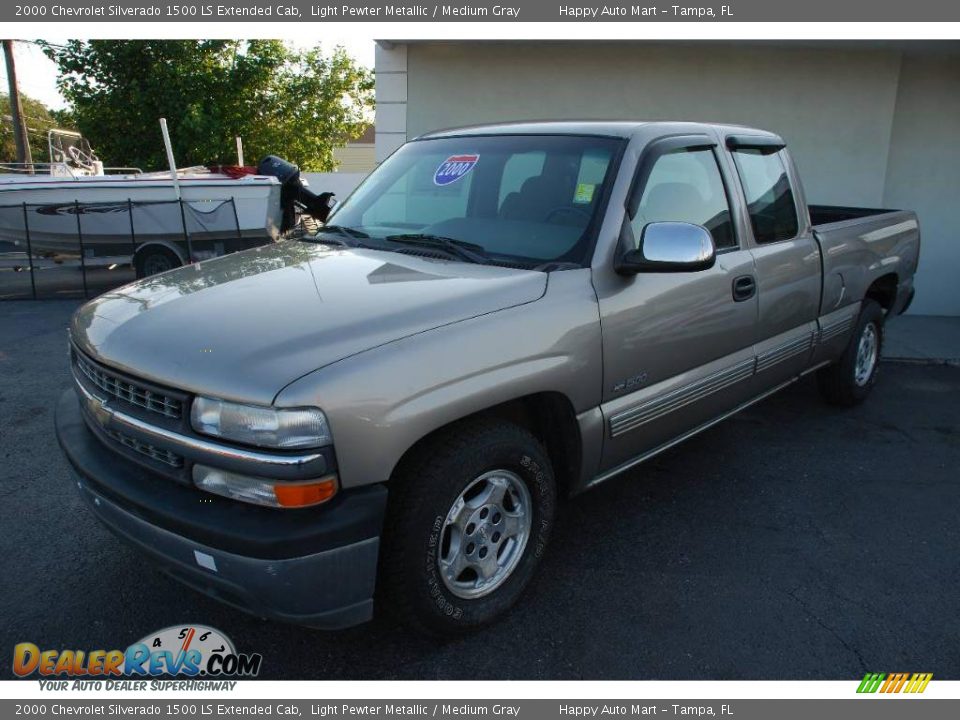 2000 Chevrolet Silverado 1500 LS Extended Cab Light Pewter Metallic / Medium Gray Photo #3