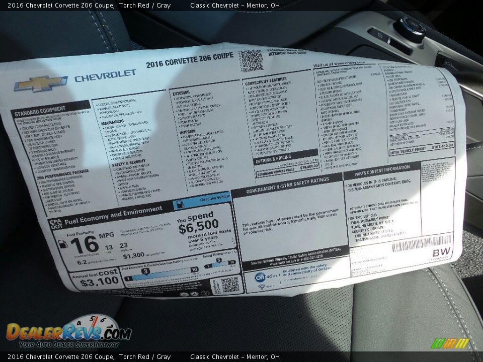 2016 Chevrolet Corvette Z06 Coupe Torch Red / Gray Photo #8