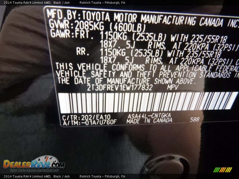 2014 Toyota RAV4 Limited AWD Black / Ash Photo #25