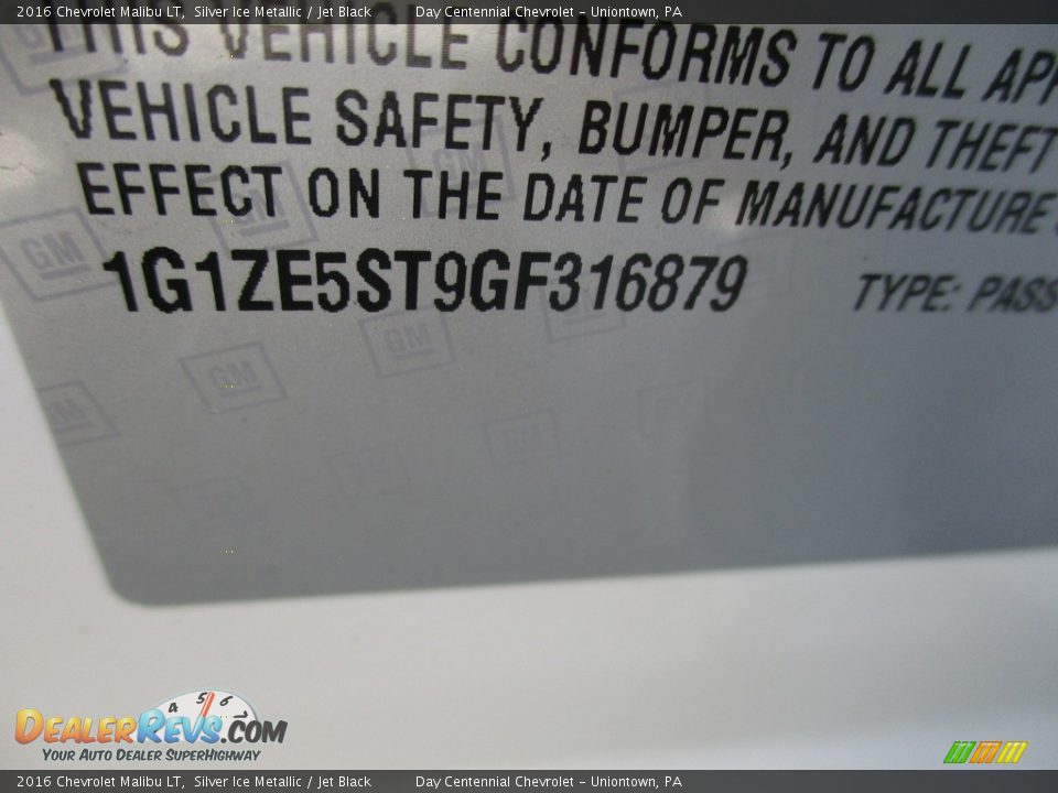 2016 Chevrolet Malibu LT Silver Ice Metallic / Jet Black Photo #19