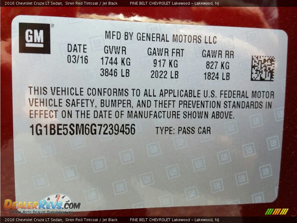 2016 Chevrolet Cruze LT Sedan Siren Red Tintcoat / Jet Black Photo #10