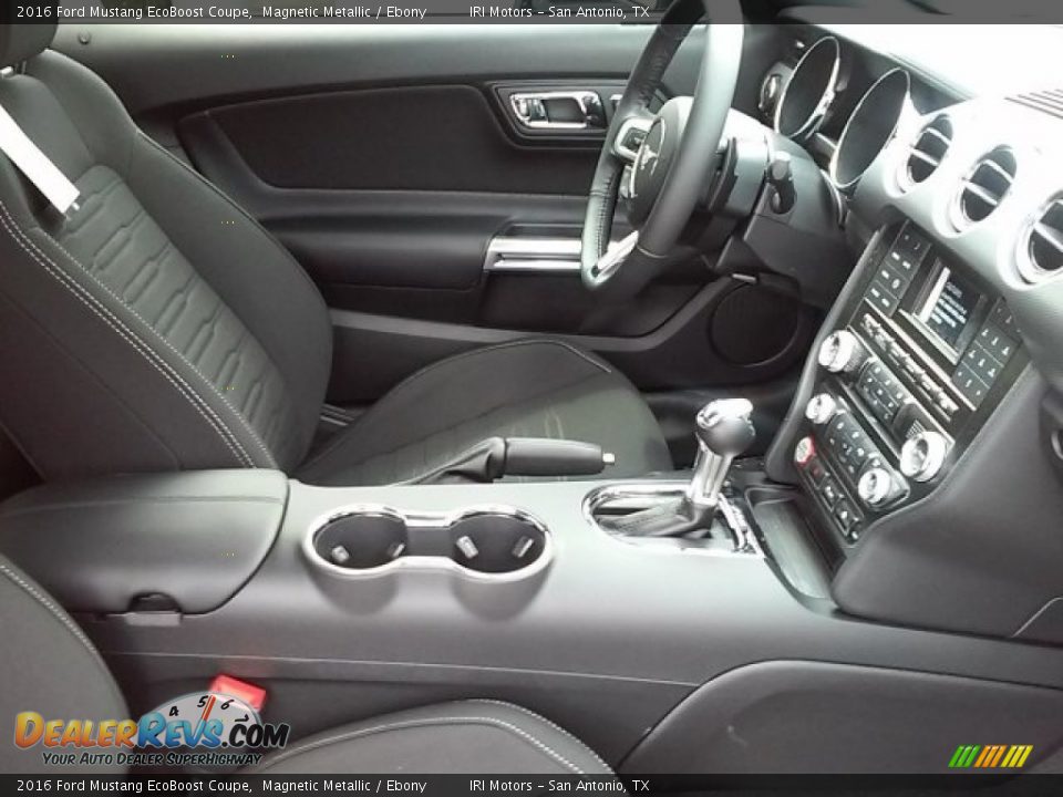 2016 Ford Mustang EcoBoost Coupe Magnetic Metallic / Ebony Photo #15