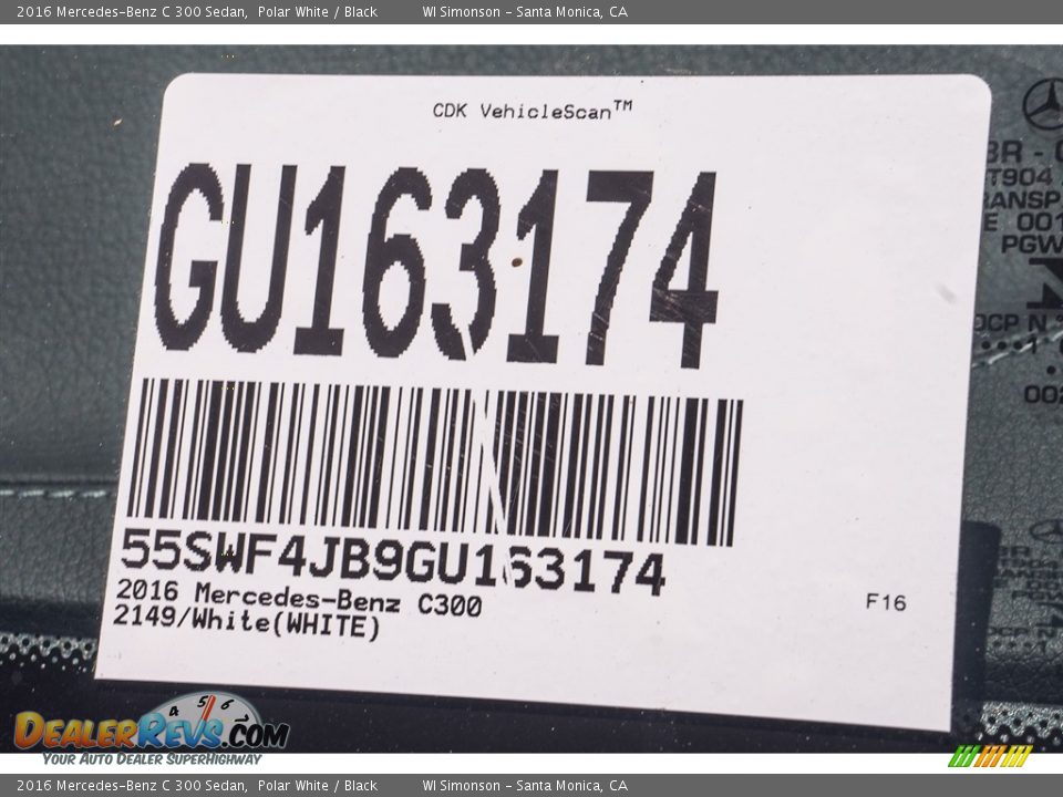 2016 Mercedes-Benz C 300 Sedan Polar White / Black Photo #8