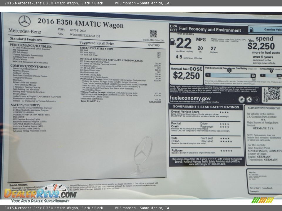 2016 Mercedes-Benz E 350 4Matic Wagon Black / Black Photo #11