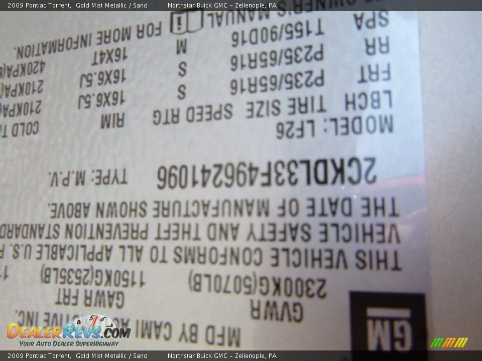 2009 Pontiac Torrent Gold Mist Metallic / Sand Photo #20
