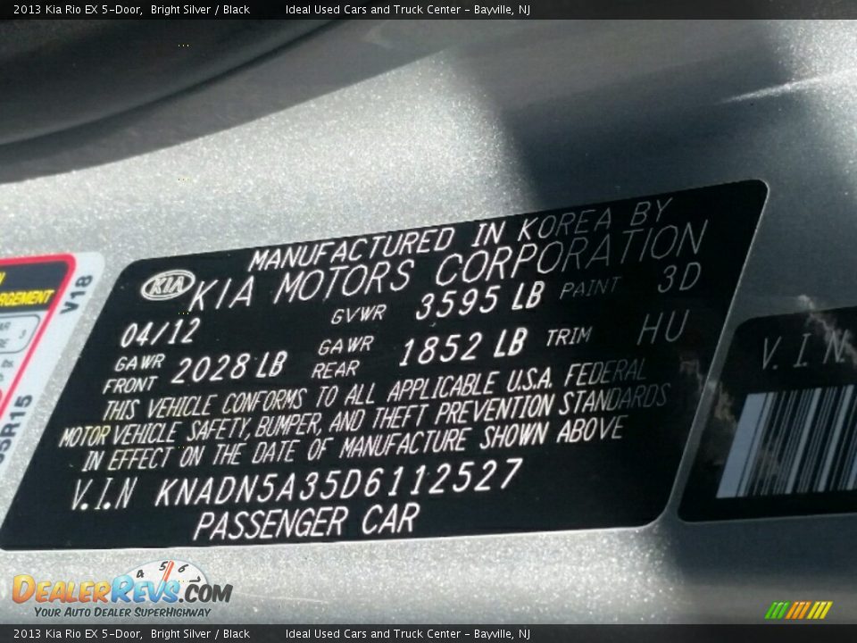2013 Kia Rio EX 5-Door Bright Silver / Black Photo #16