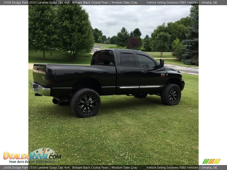 2008 Dodge Ram 2500 Laramie Quad Cab 4x4 Brilliant Black Crystal Pearl / Medium Slate Gray Photo #3