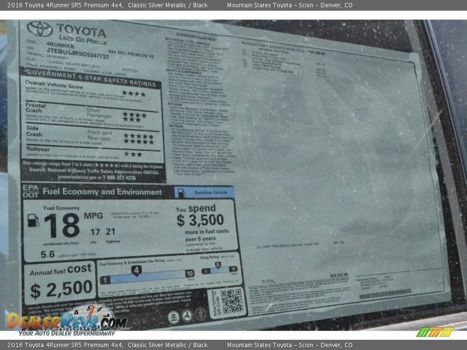 2016 Toyota 4Runner SR5 Premium 4x4 Classic Silver Metallic / Black Photo #10