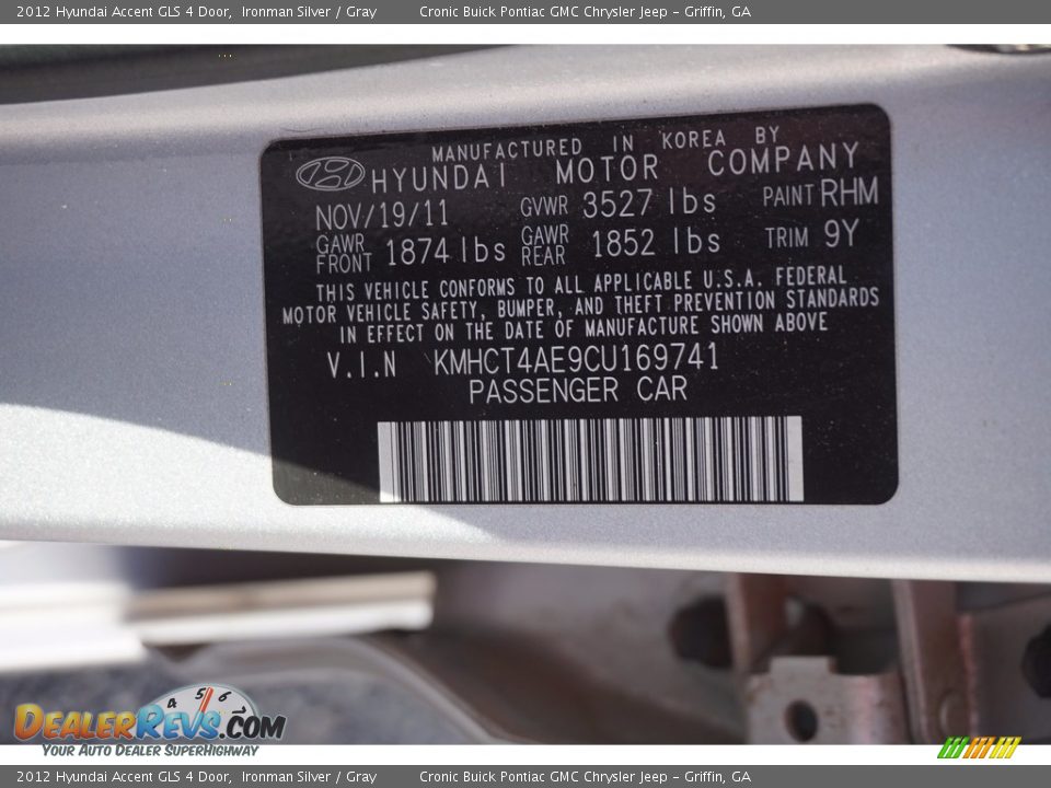 2012 Hyundai Accent GLS 4 Door Ironman Silver / Gray Photo #21