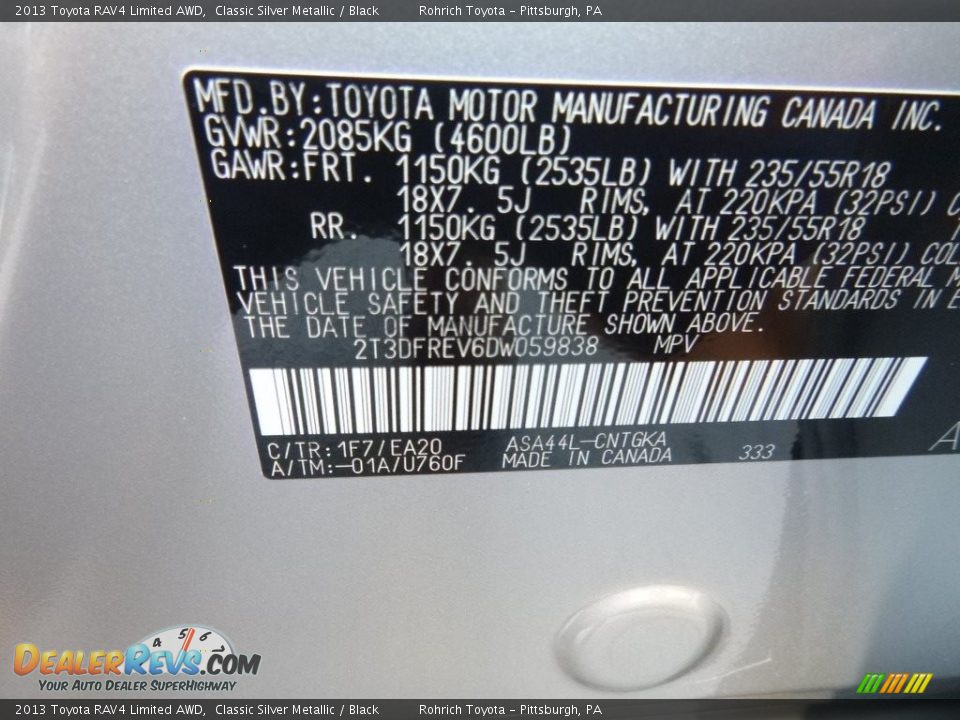 2013 Toyota RAV4 Limited AWD Classic Silver Metallic / Black Photo #25
