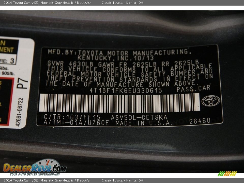 2014 Toyota Camry SE Magnetic Gray Metallic / Black/Ash Photo #19