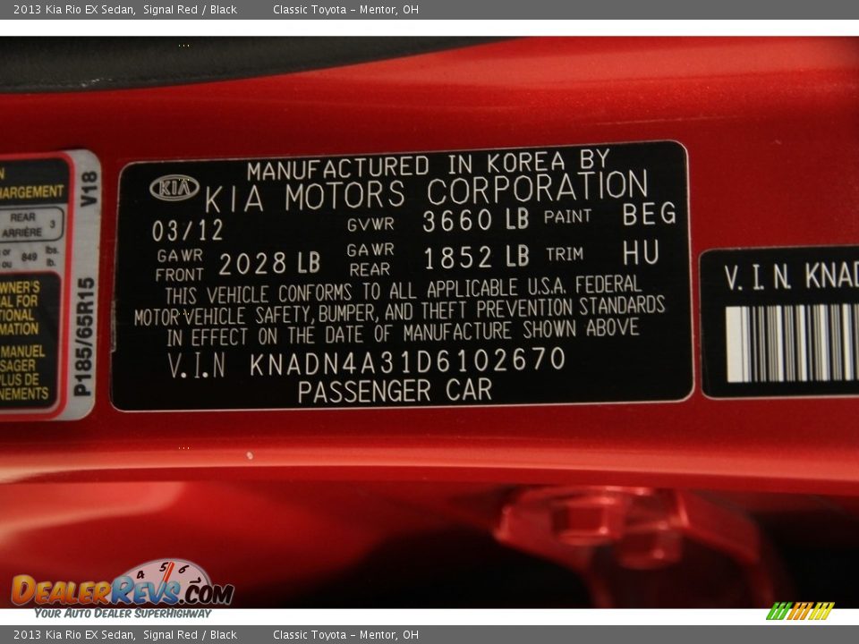 2013 Kia Rio EX Sedan Signal Red / Black Photo #18