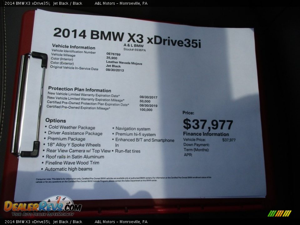 2014 BMW X3 xDrive35i Jet Black / Black Photo #12
