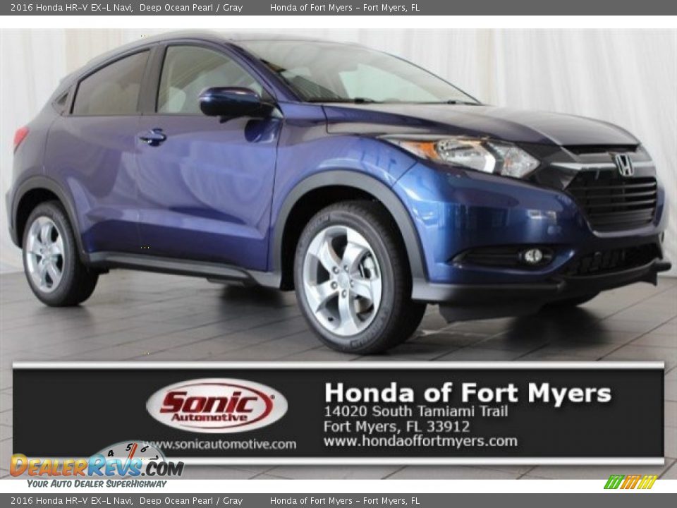 2016 Honda HR-V EX-L Navi Deep Ocean Pearl / Gray Photo #1
