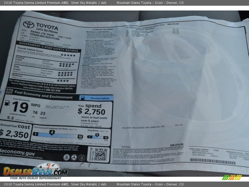2016 Toyota Sienna Limited Premium AWD Silver Sky Metallic / Ash Photo #12