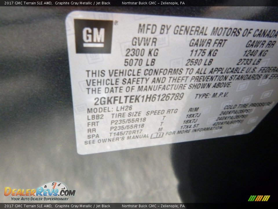 2017 GMC Terrain SLE AWD Graphite Gray Metallic / Jet Black Photo #15