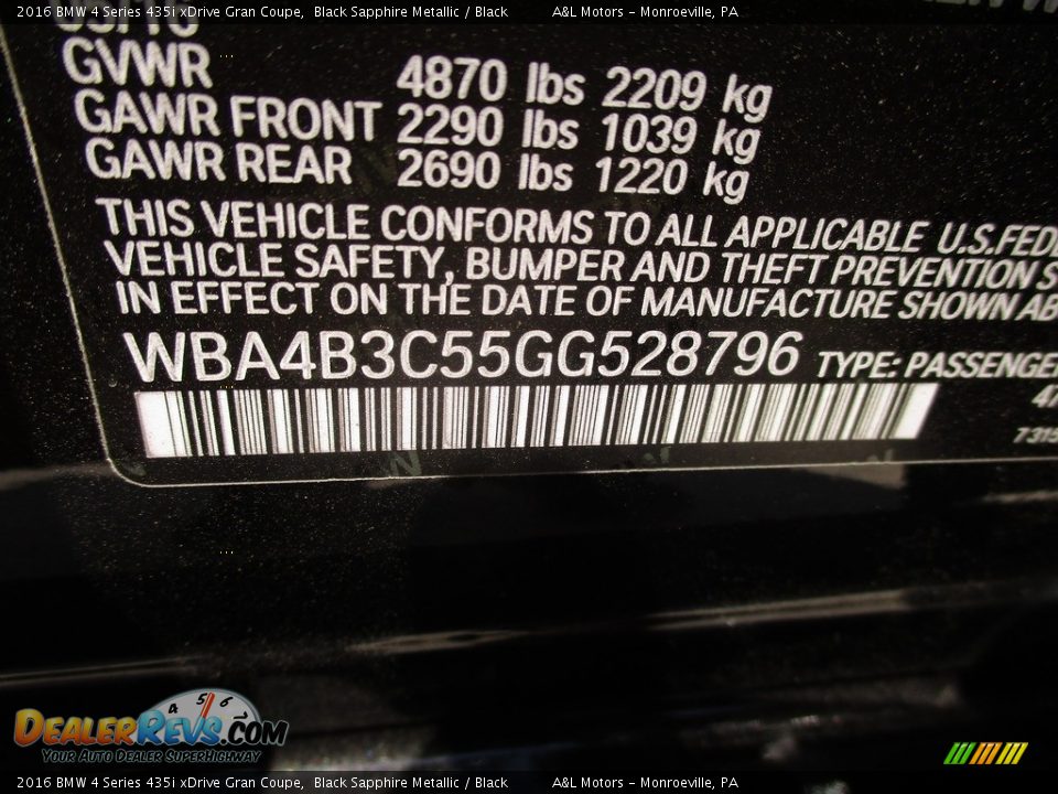2016 BMW 4 Series 435i xDrive Gran Coupe Black Sapphire Metallic / Black Photo #19