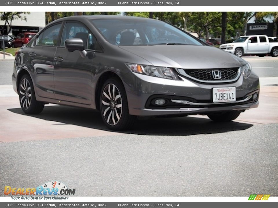 2015 Honda Civic EX-L Sedan Modern Steel Metallic / Black Photo #1