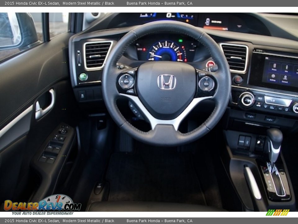 2015 Honda Civic EX-L Sedan Modern Steel Metallic / Black Photo #5