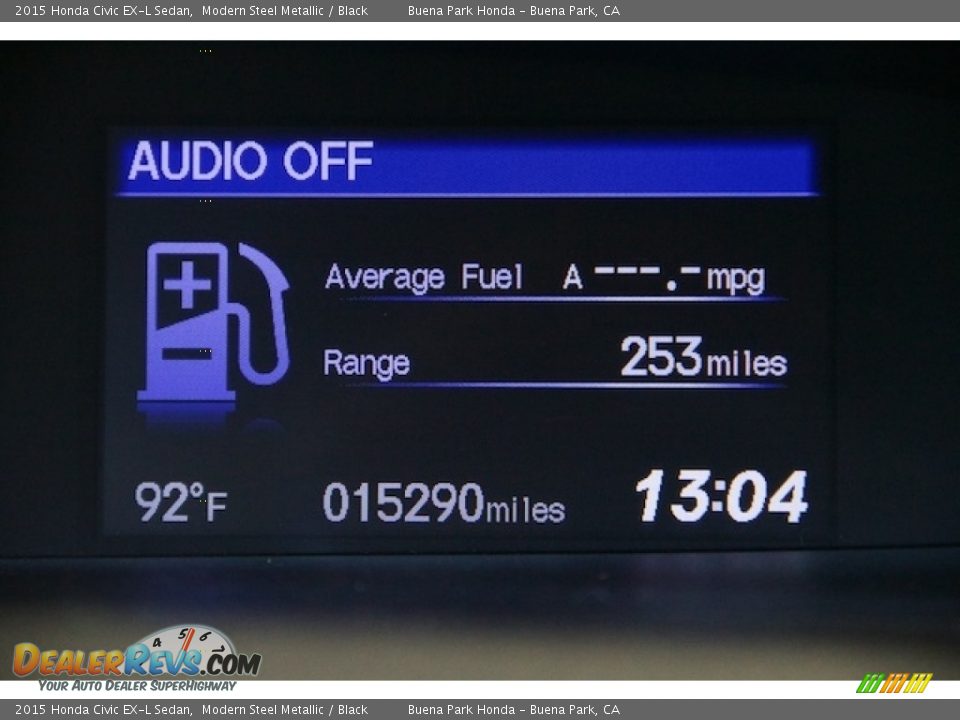 2015 Honda Civic EX-L Sedan Modern Steel Metallic / Black Photo #6