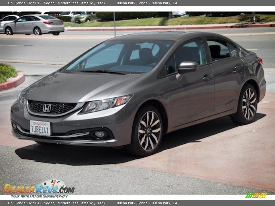 2015 Honda Civic EX-L Sedan Modern Steel Metallic / Black Photo #8